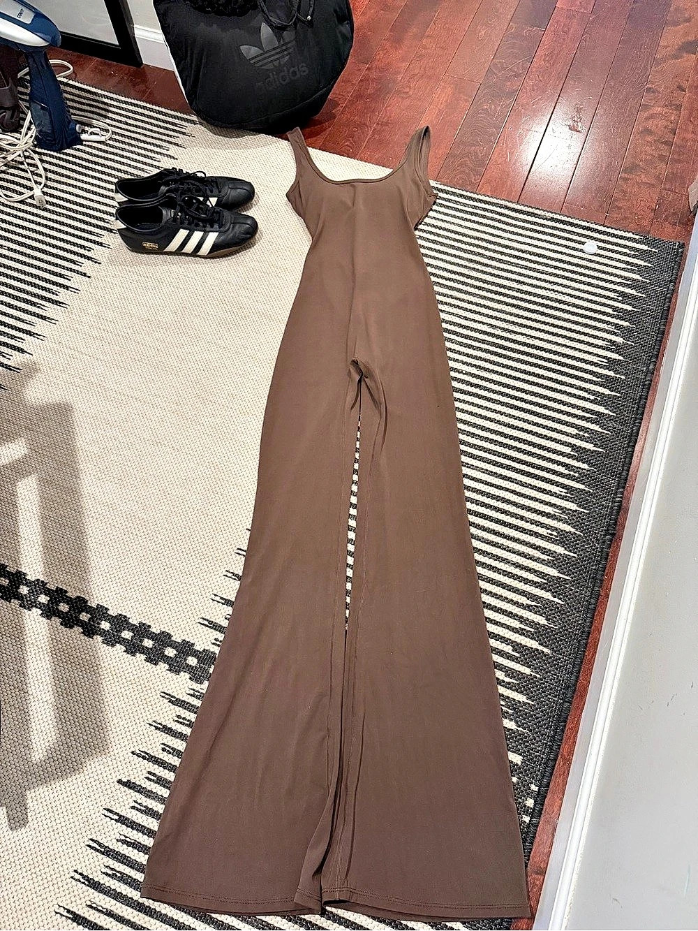 Flare Long Bodysuit Brown Maxi Dress Size Medium